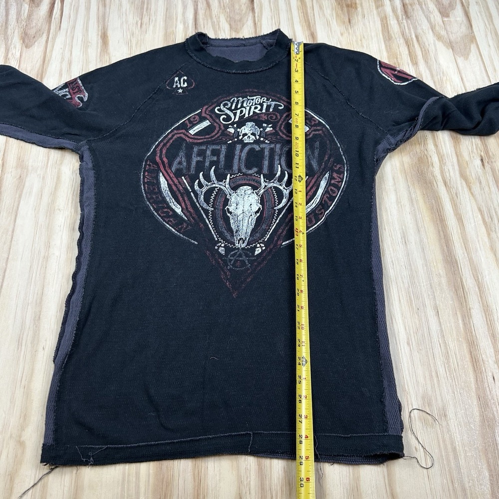 Vintage Affliction Men's Large Reversible Thermal Waffle Black Grunge Graphic - Picture 8 of 11